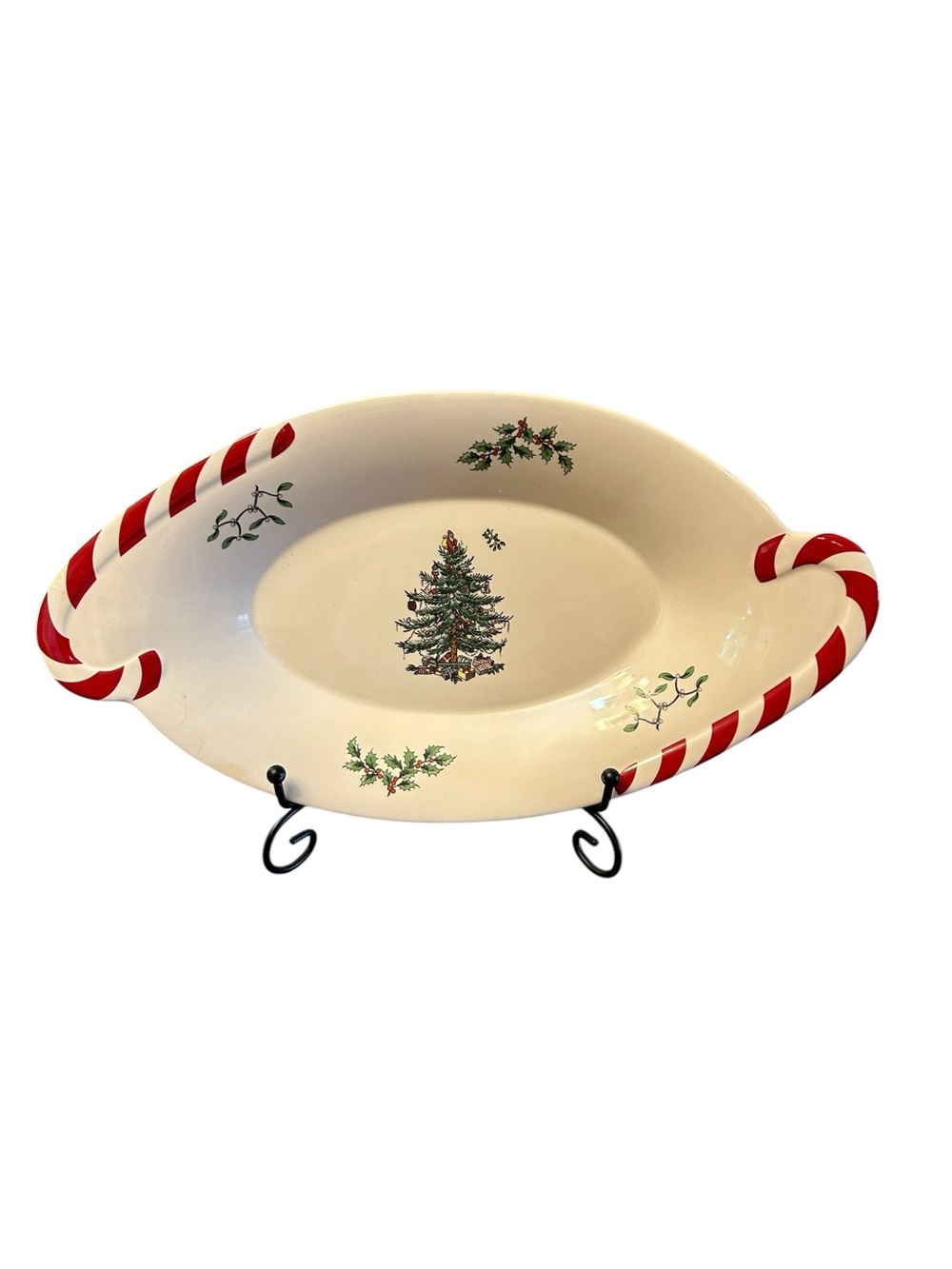 Spode Christmas Tree Peppermint Oval Platter Christmas Table Holiday Festive EUC